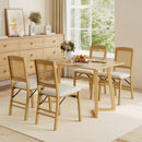 Folding Dining Chairs Set of 2 Rubber Wood Chairs with Linen Padded Seat by LJGDeals