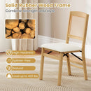 Folding Dining Chairs Set of 2 Rubber Wood Chairs with Linen Padded Seat by LJGDeals