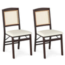Folding Dining Chairs Set of 2 Rubber Wood Chairs with Linen Padded Seat by LJGDeals