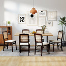 Folding Dining Chairs Set of 2 Rubber Wood Chairs with Linen Padded Seat