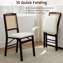 Folding Dining Chairs Set of 2 Rubber Wood Chairs with Linen Padded Seat by LJGDeals