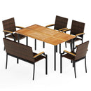 6 Pieces Outdoor Dining Set with Umbrella Hole by LJGDeals
