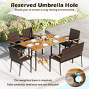 6 Pieces Outdoor Dining Set with Umbrella Hole