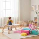 7-in-1 Pikler Triangle Set with 6-Piece Foam Blocks for Toddlers Indoor Playground by LJGDeals