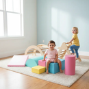 7-in-1 Pikler Triangle Set with 6-Piece Foam Blocks for Toddlers Indoor Playground by LJGDeals