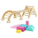 7-in-1 Pikler Triangle Set with 6-Piece Foam Blocks for Toddlers Indoor Playground by LJGDeals