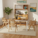 Kitchen Dining Set with Extendable Table 2 Rattan Accent Chairs and Kitchen Cabinet by LJGDeals