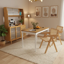 Kitchen Dining Set with Extendable Table 2 Rattan Accent Chairs and Kitchen Cabinet by LJGDeals