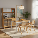 Kitchen Dining Set with Extendable Table 2 Rattan Accent Chairs and Kitchen Cabinet by LJGDeals