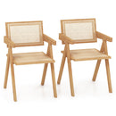 Kitchen Dining Set with Extendable Table 2 Rattan Accent Chairs and Kitchen Cabinet