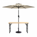 3-Piece Patio Picnic Table Set: Adjustable Wooden Picnic Table + Umbrella + Umbrella Base by LJGDeals