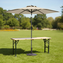 3-Piece Patio Picnic Table Set: Adjustable Wooden Picnic Table + Umbrella + Umbrella Base by LJGDeals