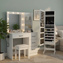 Bedroom Set with Lockable Mirrored Jewelry Cabinet and Vanity Desk by LJGDeals