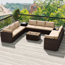 Outdoor PE Rattan Conversation Set with 32‚Äù Propane Fire Pit Table and Tank Holder by LJGDeals