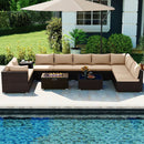 Outdoor PE Rattan Conversation Set with 32‚Äù Propane Fire Pit Table and Tank Holder by LJGDeals