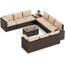 Outdoor PE Rattan Conversation Set with 32‚Äù Propane Fire Pit Table and Tank Holder by LJGDeals