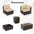 Outdoor PE Rattan Conversation Set with 32‚Äù Propane Fire Pit Table and Tank Holder by LJGDeals