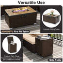 Outdoor PE Rattan Conversation Set with 32‚Äù Propane Fire Pit Table and Tank Holder