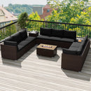 Outdoor PE Rattan Conversation Set with 32‚Äù Propane Fire Pit Table and Tank Holder by LJGDeals