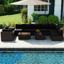 Outdoor PE Rattan Conversation Set with 32‚Äù Propane Fire Pit Table and Tank Holder