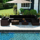 Outdoor PE Rattan Conversation Set with 32‚Äù Propane Fire Pit Table and Tank Holder by LJGDeals