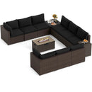 Outdoor PE Rattan Conversation Set with 32‚Äù Propane Fire Pit Table and Tank Holder by LJGDeals