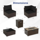Outdoor PE Rattan Conversation Set with 32‚Äù Propane Fire Pit Table and Tank Holder by LJGDeals