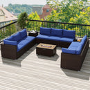Outdoor PE Rattan Conversation Set with 32‚Äù Propane Fire Pit Table and Tank Holder by LJGDeals