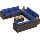 Outdoor PE Rattan Conversation Set with 32‚Äù Propane Fire Pit Table and Tank Holder by LJGDeals