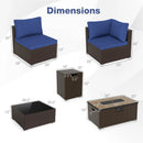 Outdoor PE Rattan Conversation Set with 32‚Äù Propane Fire Pit Table and Tank Holder by LJGDeals