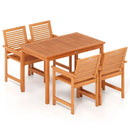 5 Pieces Patio Wood Dining Set Outdoor Rectangular Table and Chairs by LJGDeals