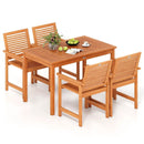5 Pieces Patio Wood Dining Set Outdoor Rectangular Table and Chairs by LJGDeals