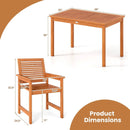 5 Pieces Patio Wood Dining Set Outdoor Rectangular Table and Chairs by LJGDeals