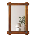 Acacia Wood Mirror & Electric Fireplace TV Stand Set - Rustic Vintage Home Heating Bundle by LJGDeals