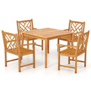 5-Pieces Patio Dining Table Set Wood Square Dining Table with 4 Chairs and Slatted Tabletop by LJGDeals