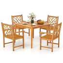 5-Pieces Patio Dining Table Set Wood Square Dining Table with 4 Chairs and Slatted Tabletop by LJGDeals