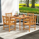 5-Pieces Patio Dining Table Set Wood Square Dining Table with 4 Chairs and Slatted Tabletop by LJGDeals