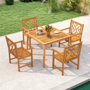 5-Pieces Patio Dining Table Set Wood Square Dining Table with 4 Chairs and Slatted Tabletop by LJGDeals