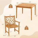 5-Pieces Patio Dining Table Set Wood Square Dining Table with 4 Chairs and Slatted Tabletop by LJGDeals