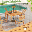 5-Pieces Patio Dining Table Set Wood Square Dining Table with 4 Chairs and Slatted Tabletop by LJGDeals