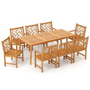 9-Pieces Patio Dining Table Set Wood Rectangular Dining Table with 8 Chairs and Slatted Tabletop by LJGDeals