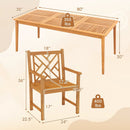 9-Pieces Patio Dining Table Set Wood Rectangular Dining Table with 8 Chairs and Slatted Tabletop by LJGDeals