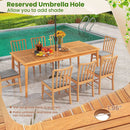 9-Pieces Patio Dining Table Set Wood Rectangular Dining Table with 8 Chairs and Slatted Tabletop by LJGDeals