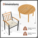 5 Pieces Outdoor Acacia Wood Dining Set Patio Round Table and Metal Chairs with Cushions by LJGDeals