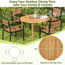 5 Pieces Outdoor Acacia Wood Dining Set Patio Round Table and Metal Chairs with Cushions by LJGDeals