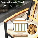 5 Pieces Outdoor Acacia Wood Dining Set Patio Round Table and Metal Chairs with Cushions by LJGDeals