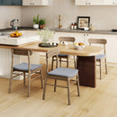 Fabric Upholstered Kitchen Armless Dining Chairs with Rubber Wood Frame Set of 4-Oak