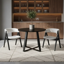 3-Piece Mid-Century Dining Set with 36‚Äù Round Pedestal Table and 2 Sherpa Upholstered Chairs by LJGDeals