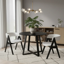3-Piece Mid-Century Dining Set with 36‚Äù Round Pedestal Table and 2 Sherpa Upholstered Chairs by LJGDeals