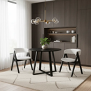 3-Piece Mid-Century Dining Set with 36‚Äù Round Pedestal Table and 2 Sherpa Upholstered Chairs by LJGDeals